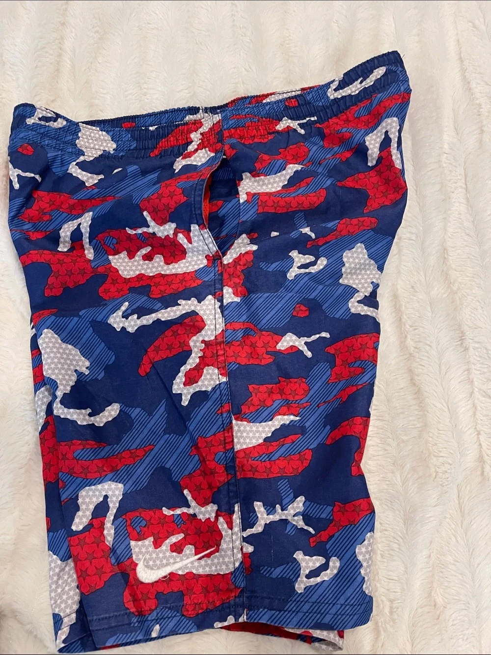 Nike Men's Red, Blue & White Camo Swim Board Shorts